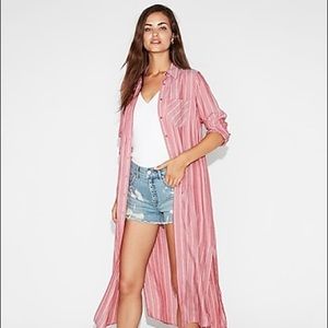 Express 🤩 pink pin-stripe collar shirt duster